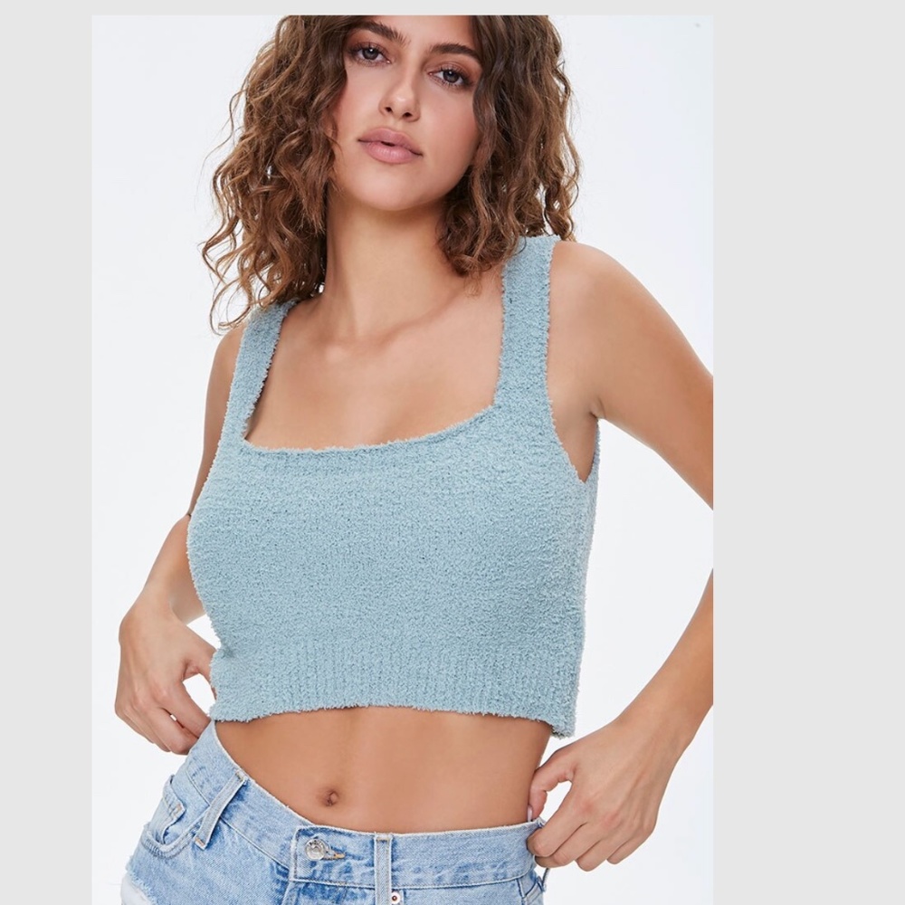Forever 21 Fuzzy Sweater-Knit Blue/Green S